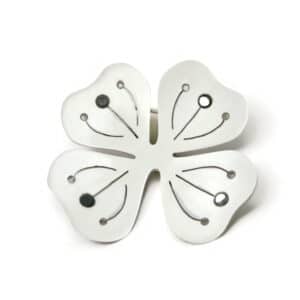 Sapphire four leaf clover brooch