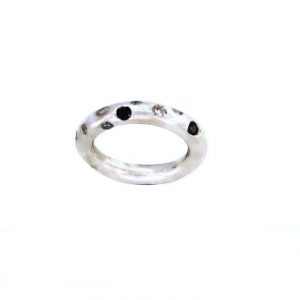 black and white gemstones silver ring