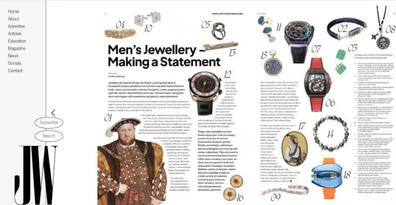 Jewellery World Magazine - Men's jewellery