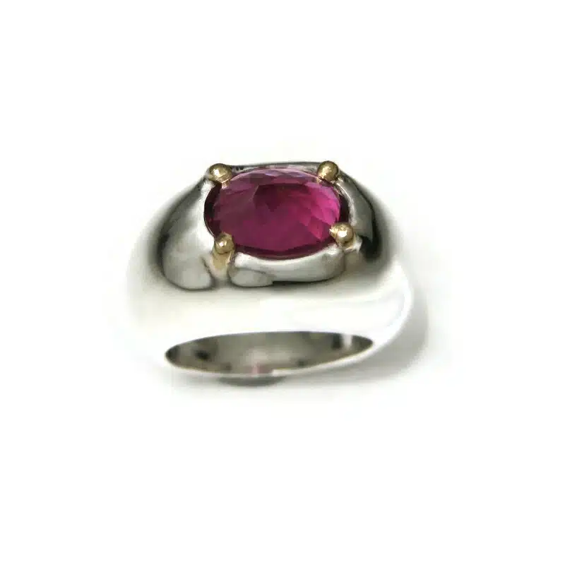 Fairmined silver pink tourmaline ring