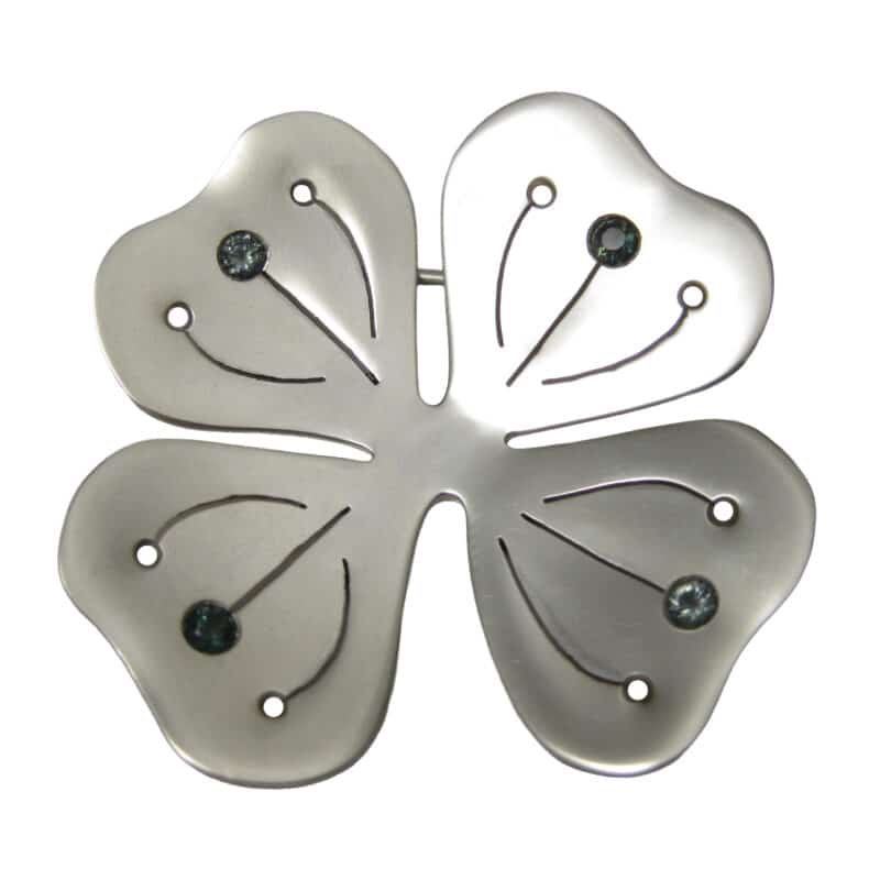 Sapphire four leaf clover brooch